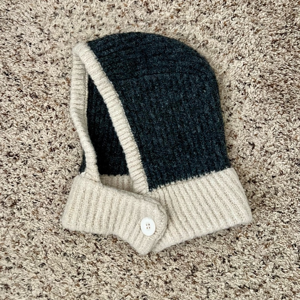 Cozy Black and Cream Knit Hat